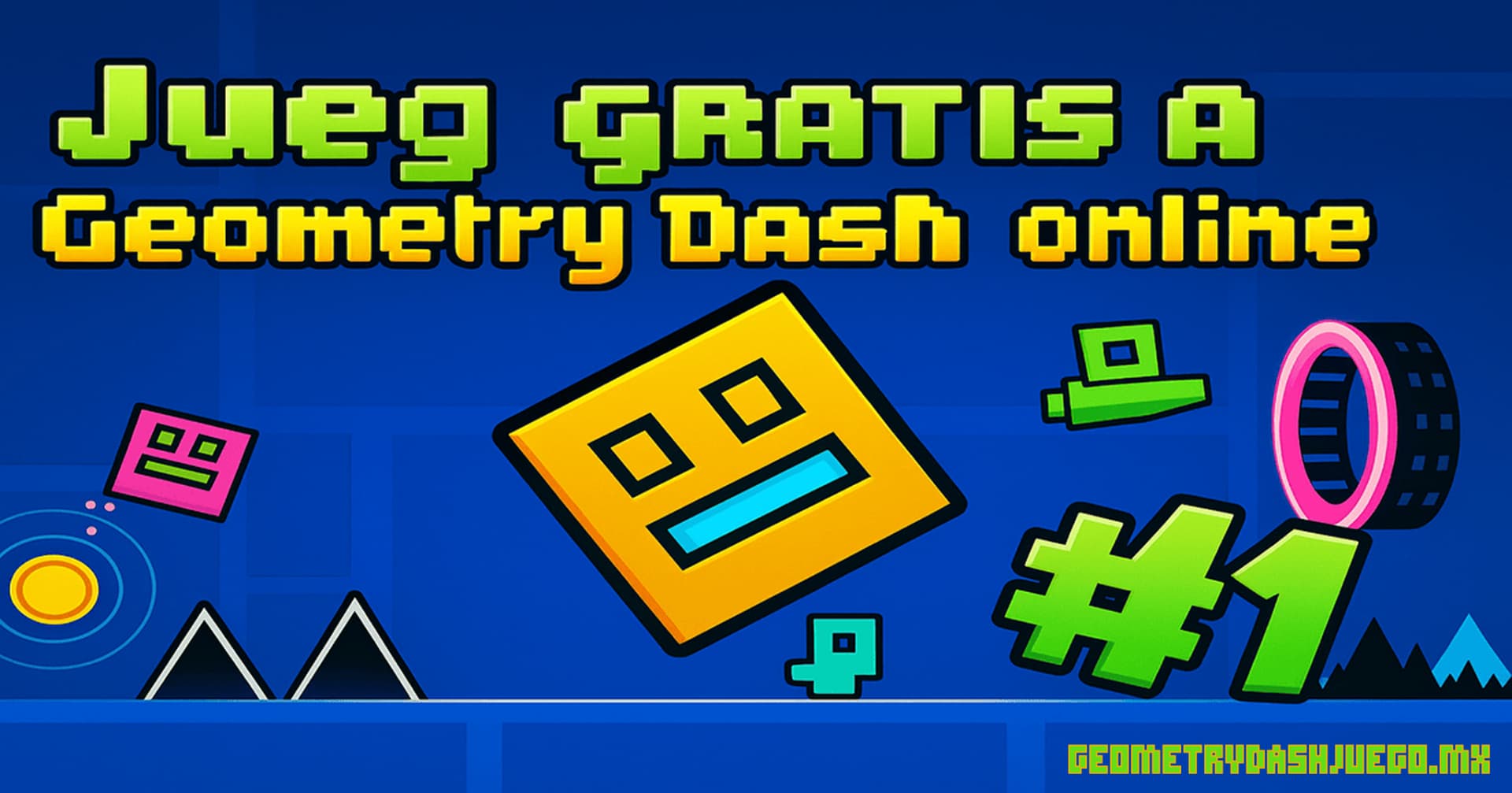 Juega Gratis a Geometrydash Online - Personaje principal y elementos del juego